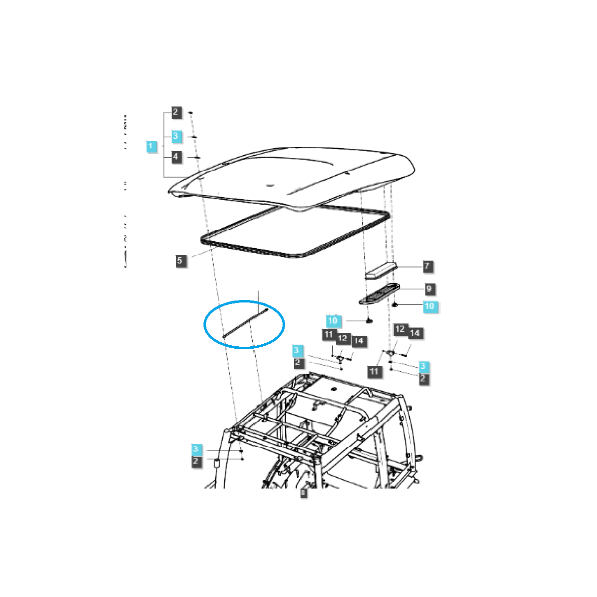 Wspornik dachu TRG867 / LS Tractor XR, MT / 40281350