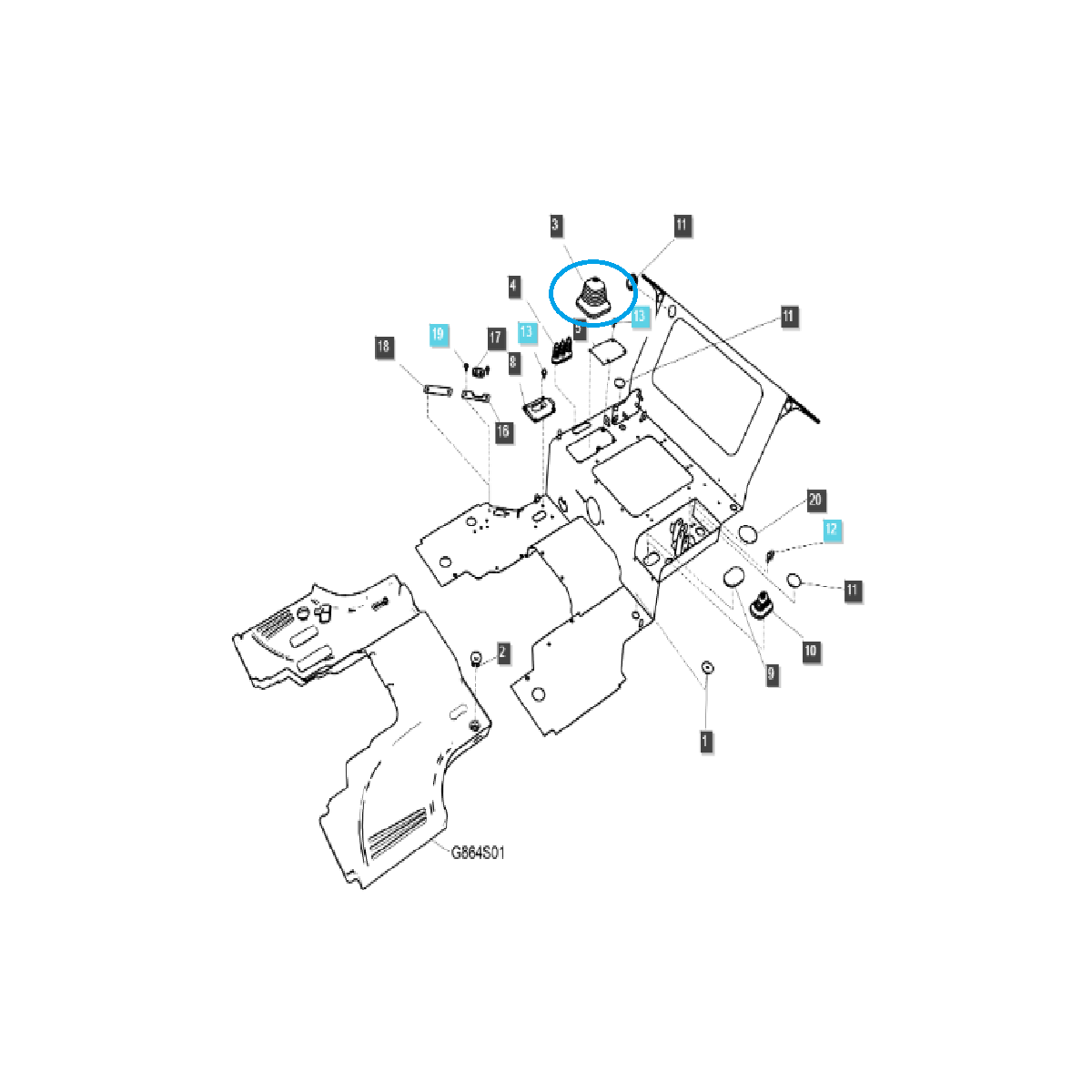 Couverture / Revêtement en poudre / Cric / TRG869 / Tracteur LS / N° 40254277