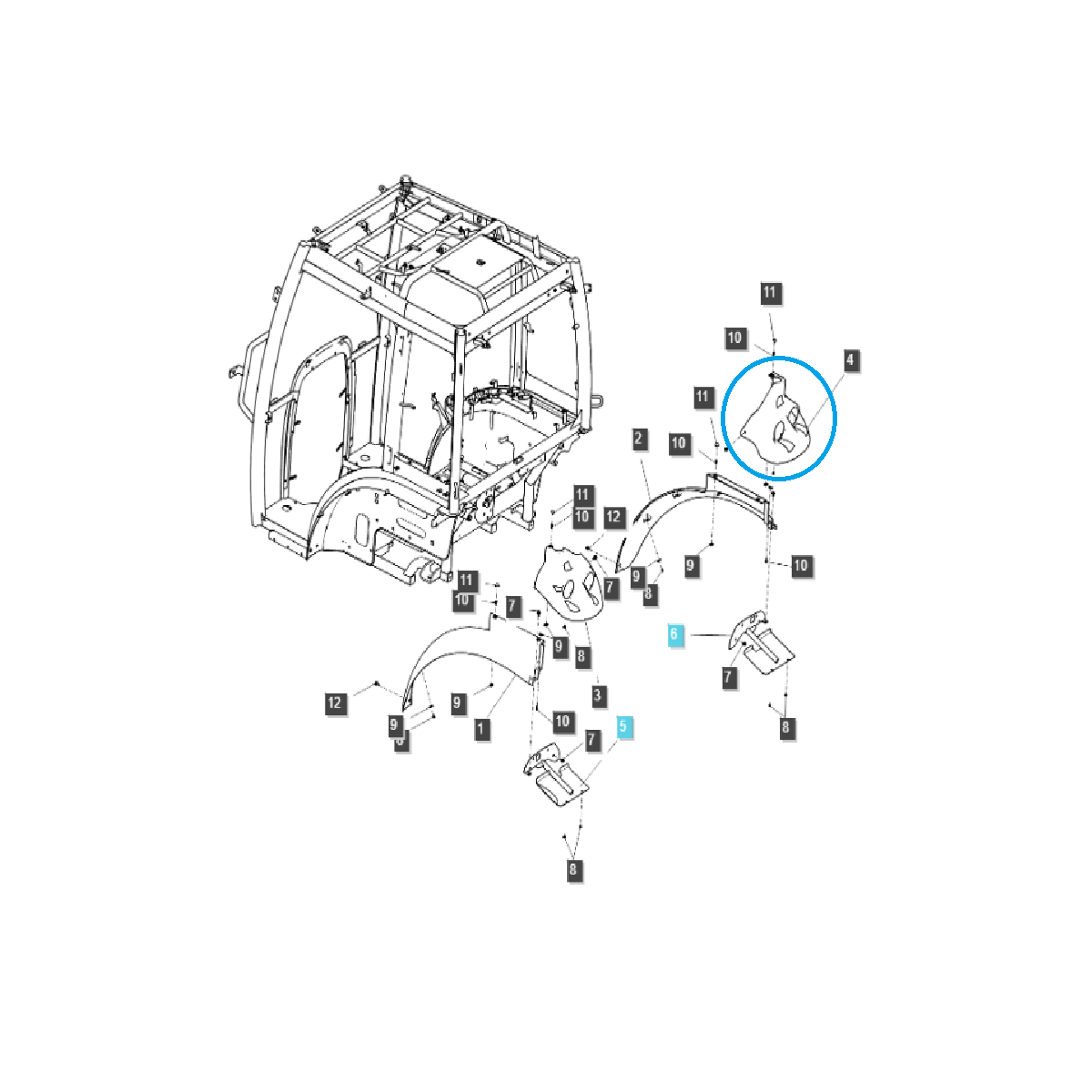 Carcasa de luz trasera derecha/TRG868/LS Tractor 40281187