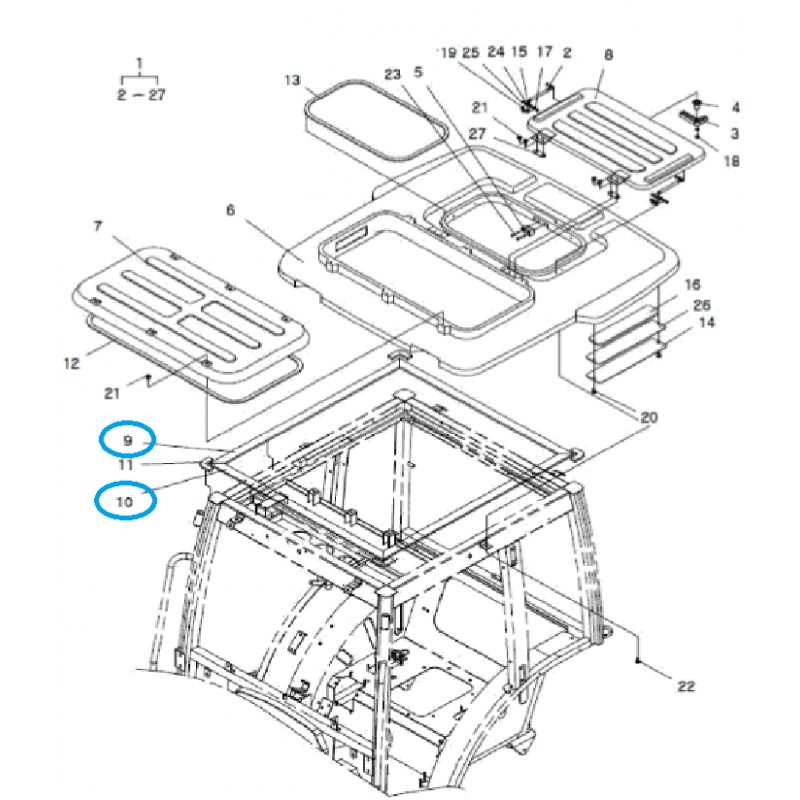 pièces de carrosserie - Joint de toit / TRG867 / Tracteur LS / n° 40006856