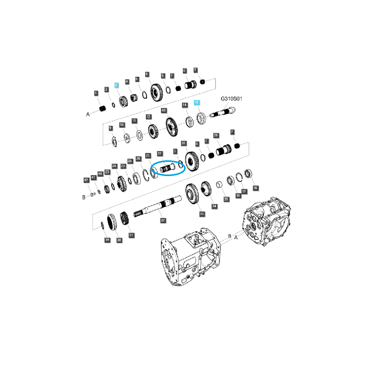 Eje de cambio de marchas / 4WD / TRG288 / LS Tractor / 40413919