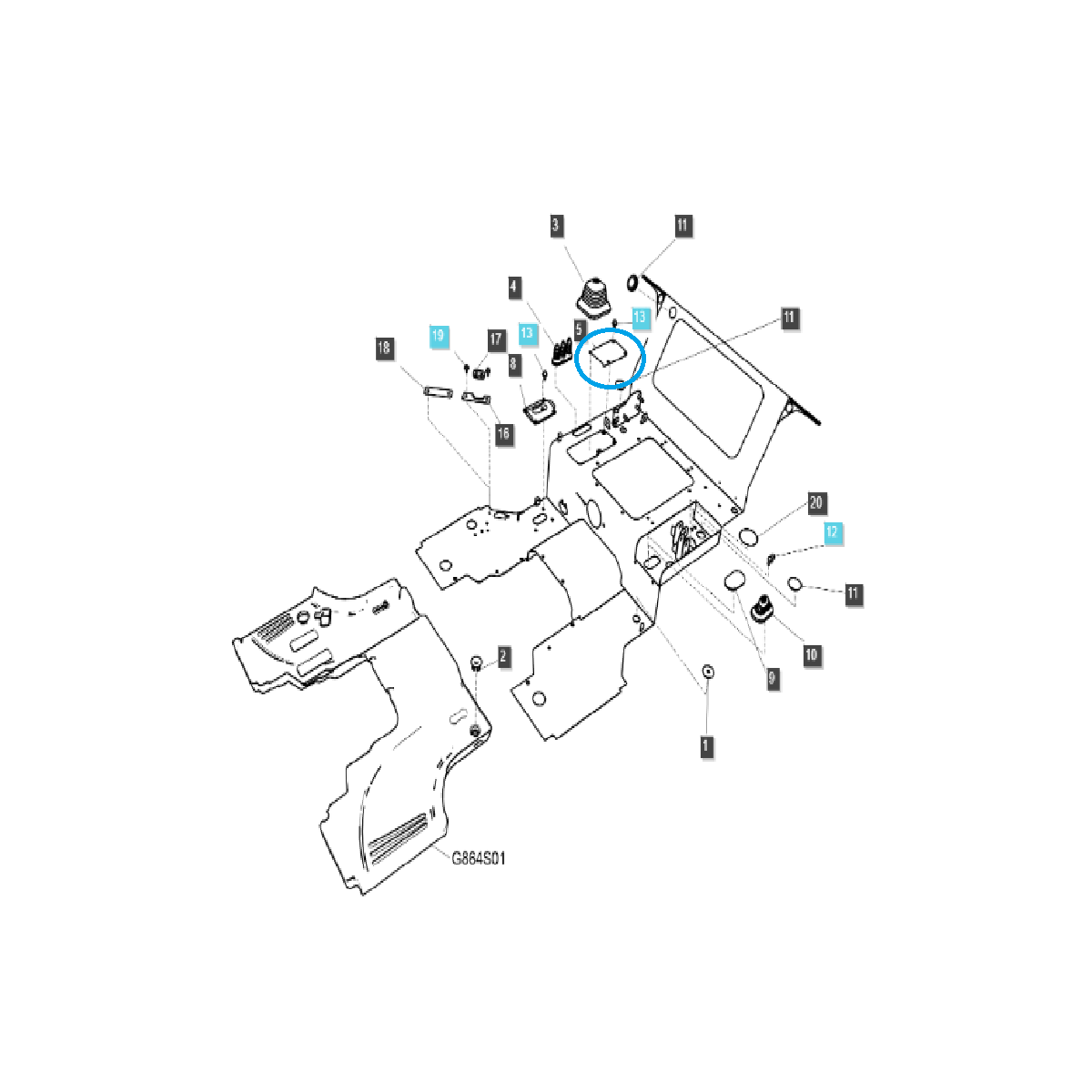 Couvercle du panneau de commande / TRG861 / Tracteur LS / 40257480