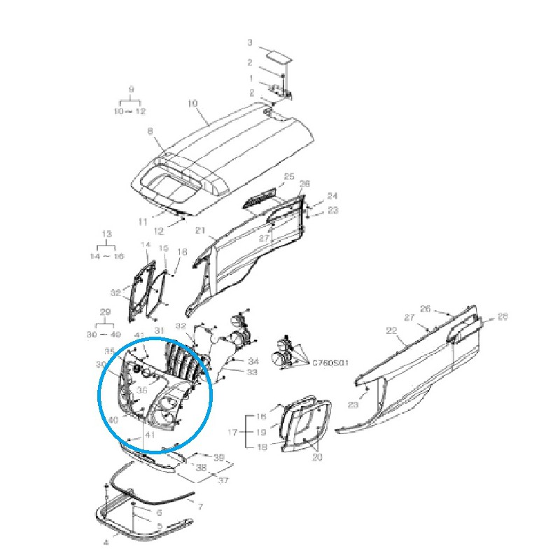 karosserieteile - Grill / Frontlampenabdeckung / SBG830 / LS Traktor / Nr. 40247486