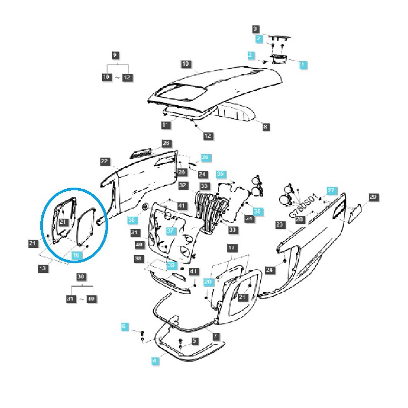 ls - Side cover for front lamps SB G830 / LS Tractor / 40247481