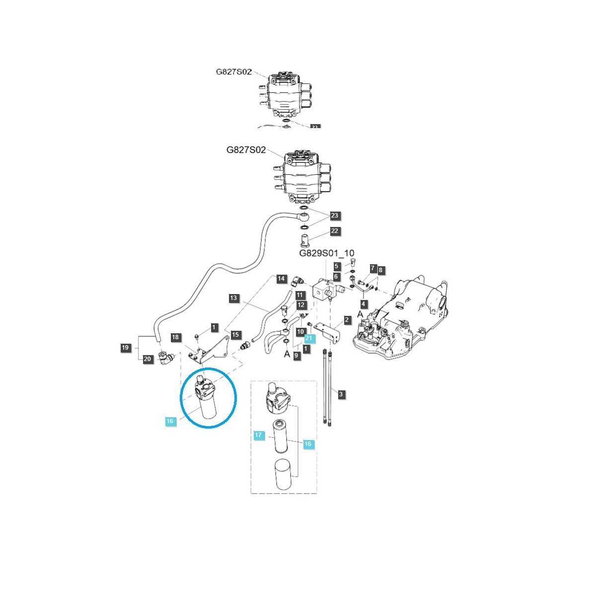 filtry oleju hydraulicznego - Filtr ciśnieniowy - hydrauliczny EHL TRG823 / LS Tractor / 40237555