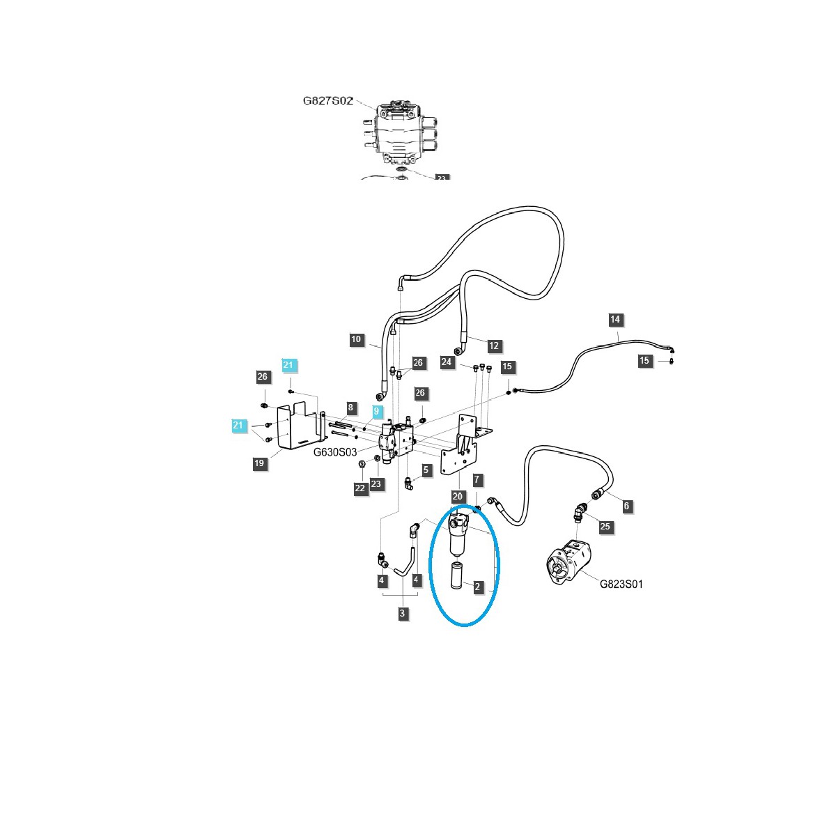 filtry oleju hydraulicznego - Filtr ciśnieniowy hydrauliczny EHL MP_FMM_050_84 TRG829 / LS Tractor / 40355178