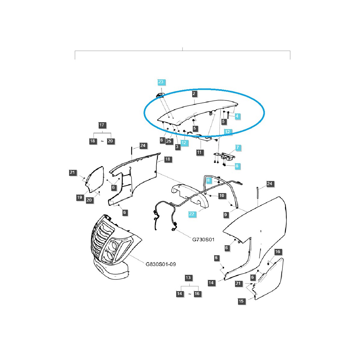 Tapa del motor / capó / Tractor T4-I-SBG830 / LS / N.º 40276447