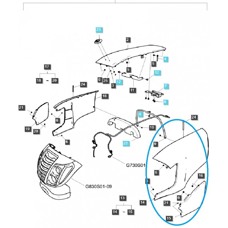 časti karosérie auta - Kryt motora / ľavý / G830 / LS traktor / č. 40293879
