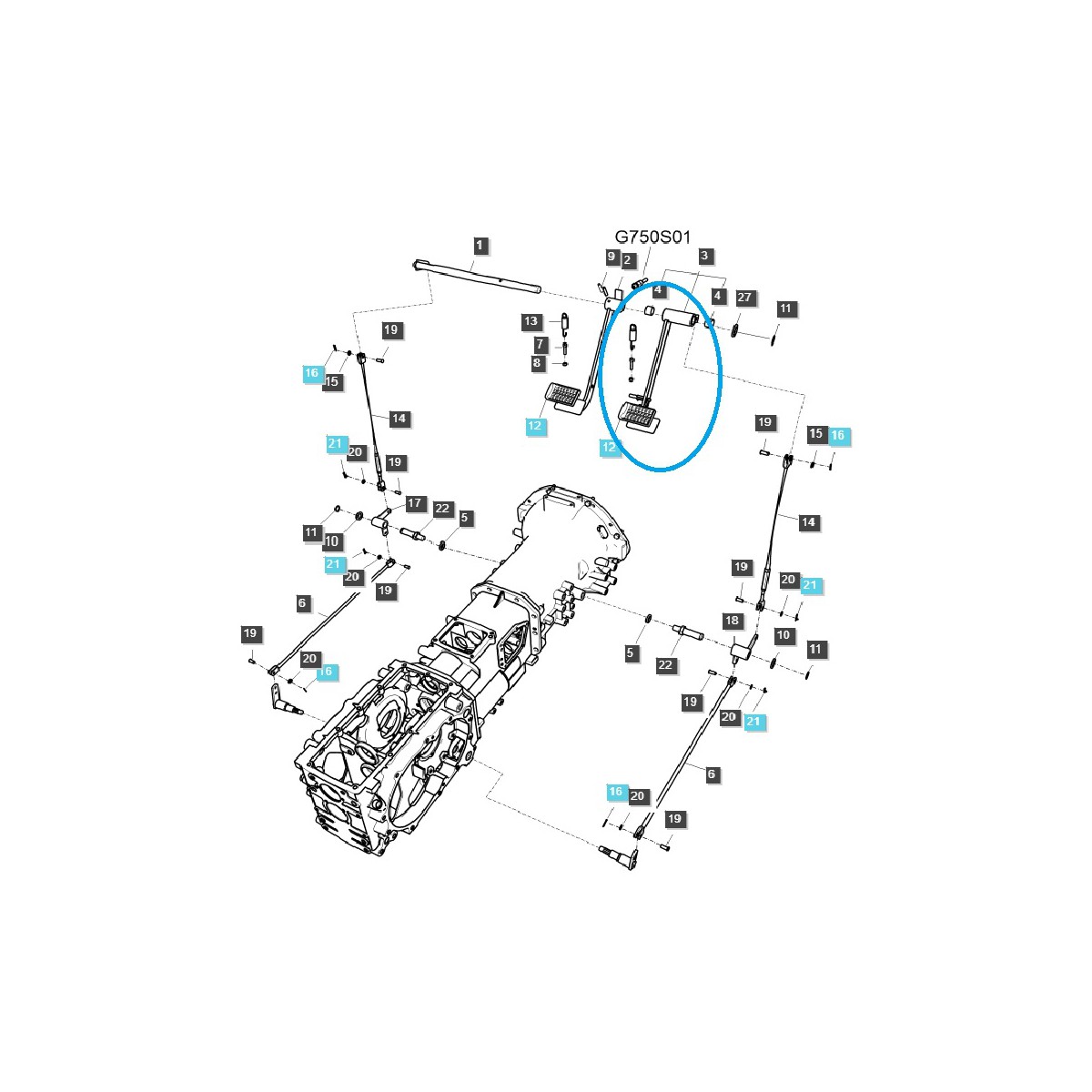 Brzdový pedál - pravý Traktor TRG670 LS / 40188641