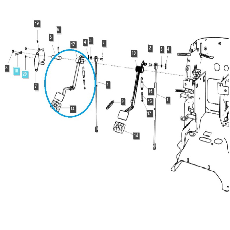 pedales de freno - Pedal de freno HST / Izquierdo / TRG670 / Tractor LS / N.° 40278000