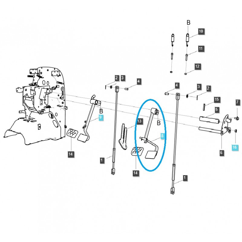 bremspedale - Bremspedal / Rechts / TRG670 / LS Traktor / Nr. 40297395