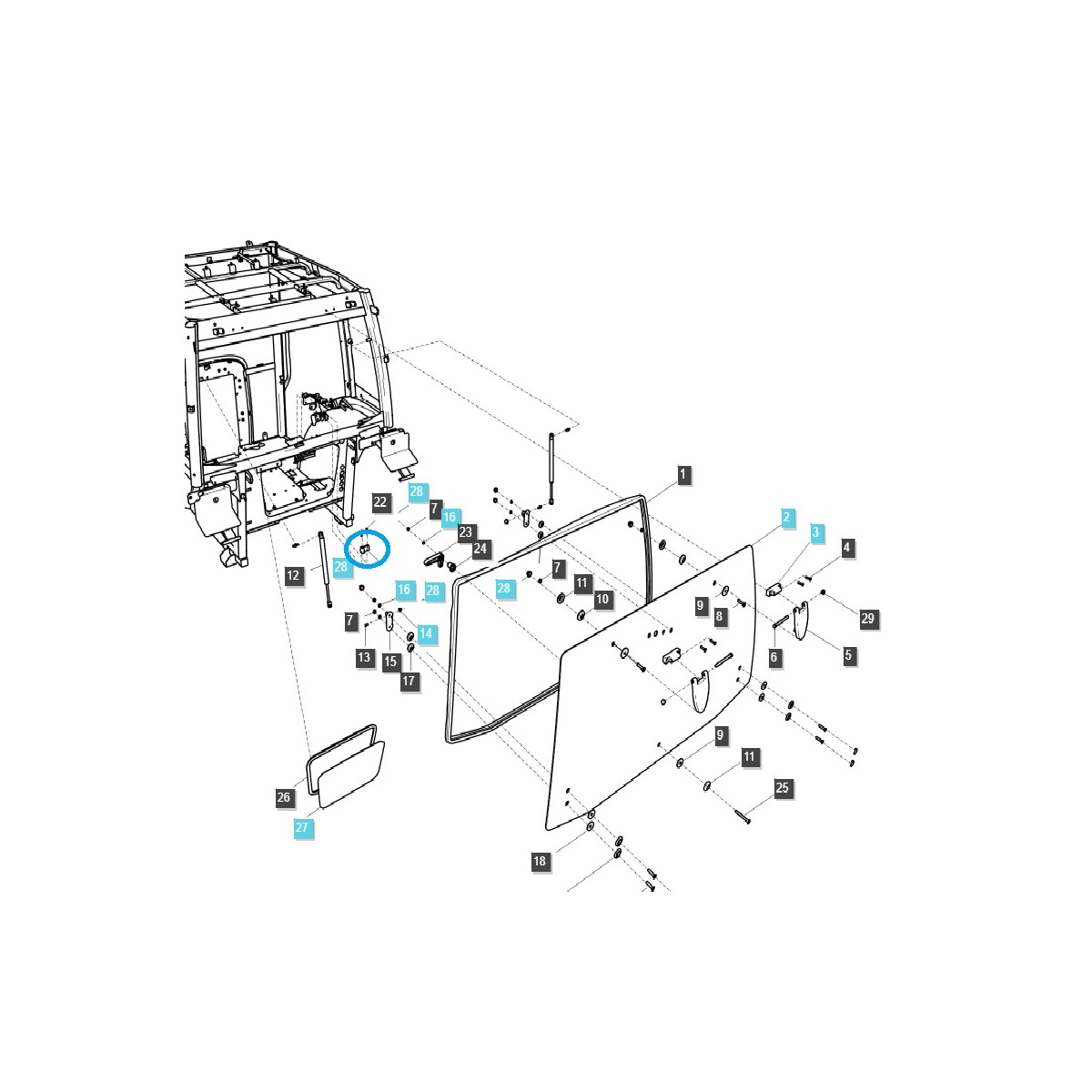 Schloss - Sicherung des Heckscheibenschließmechanismus TRG 862 / LS Traktor / 40008359