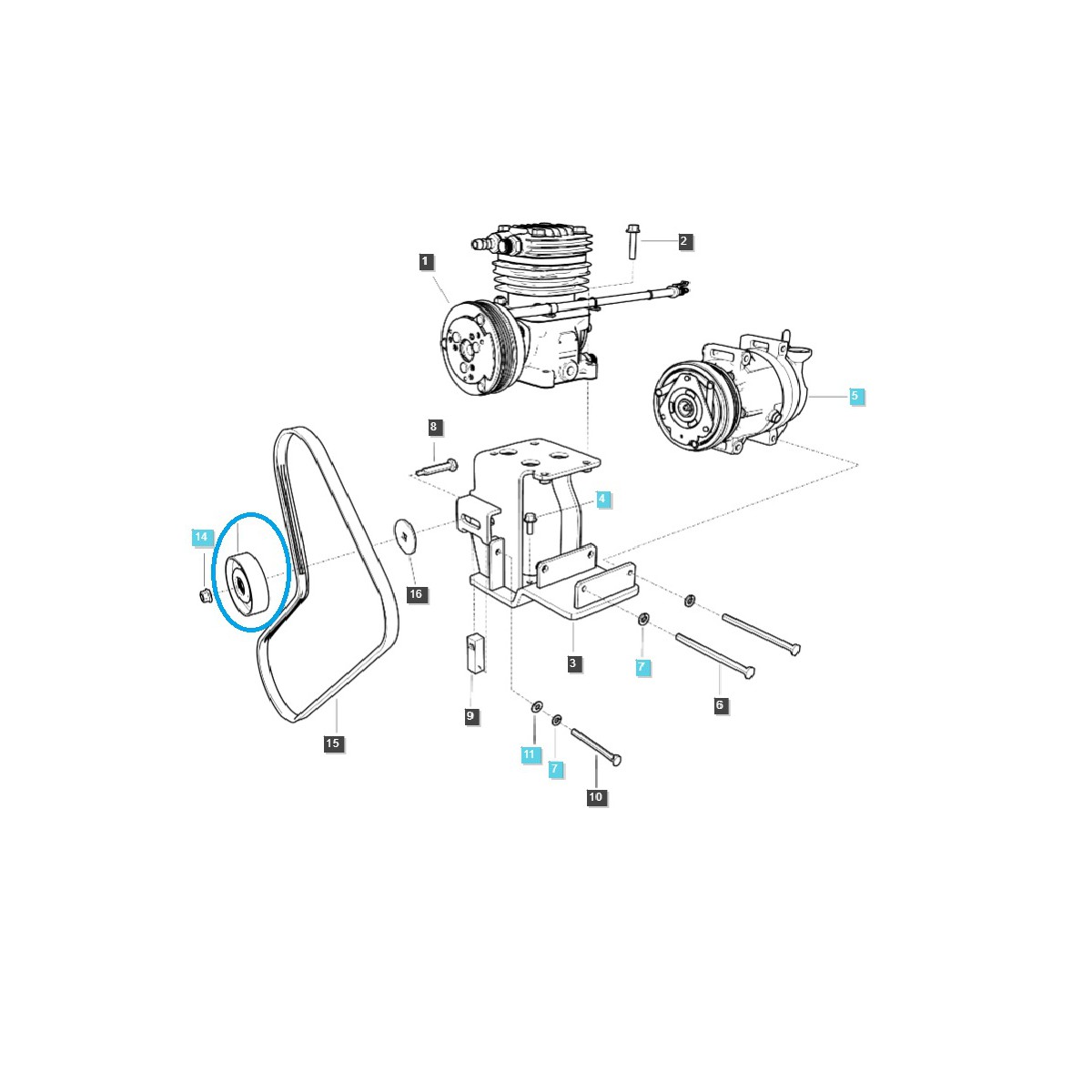 Tensor de correa de distribución, TRG865 / LS Tractor / 40450597