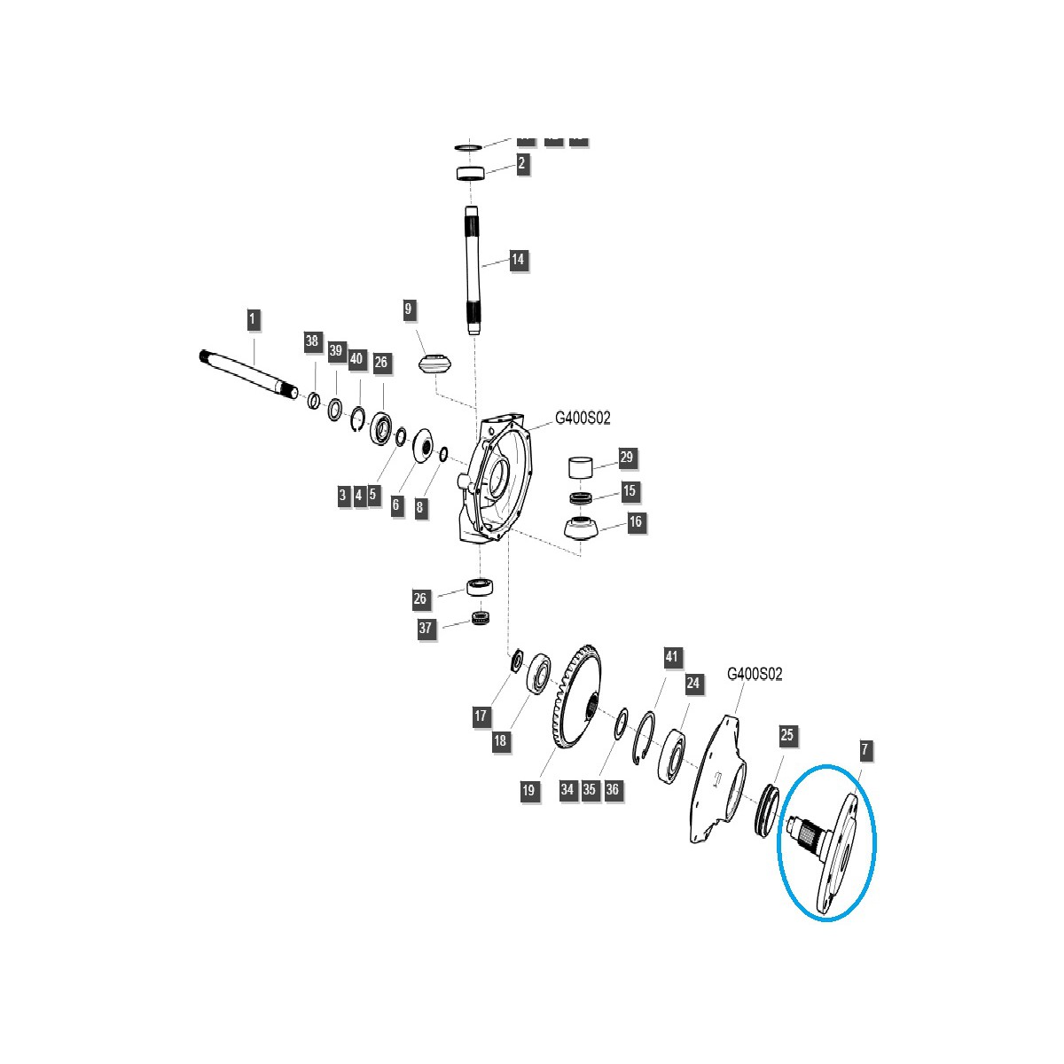 Piasta przedniej osi TRG400 / LS Tractor / 40440547