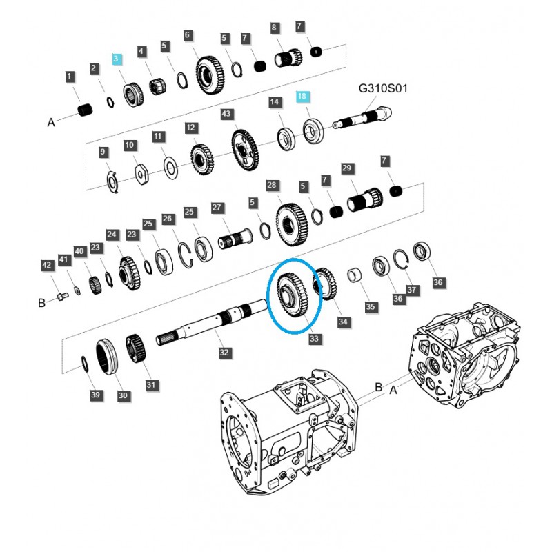 transmission - Pignon DRVN TRG285 / Tracteur LS / 40009231