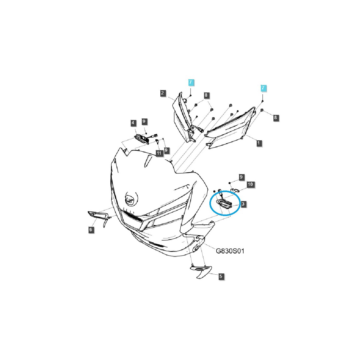 Lámpara delantera izquierda / TRG760 / LS MT7.101 / LS Tractor / no 40512624