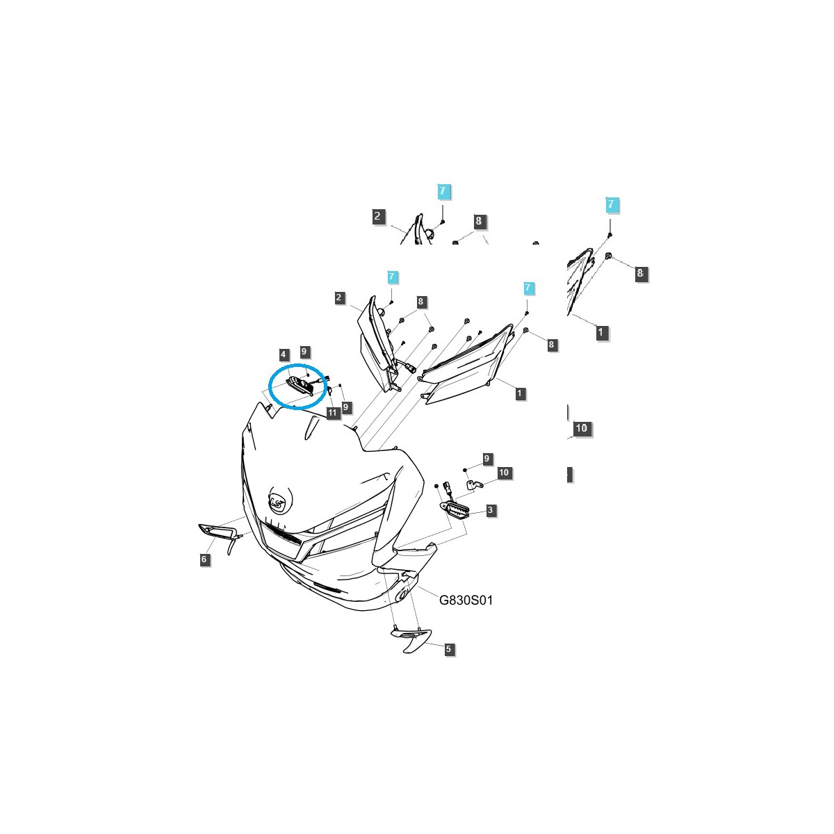 Pravá přední lampa / TRG760 / LS MT7.101 / č. 40512628