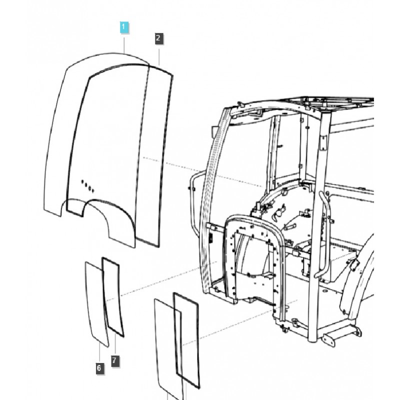 pièces de carrosserie - Pare-brise de cabine / TRG863 / Tracteur LS / n° 40430018