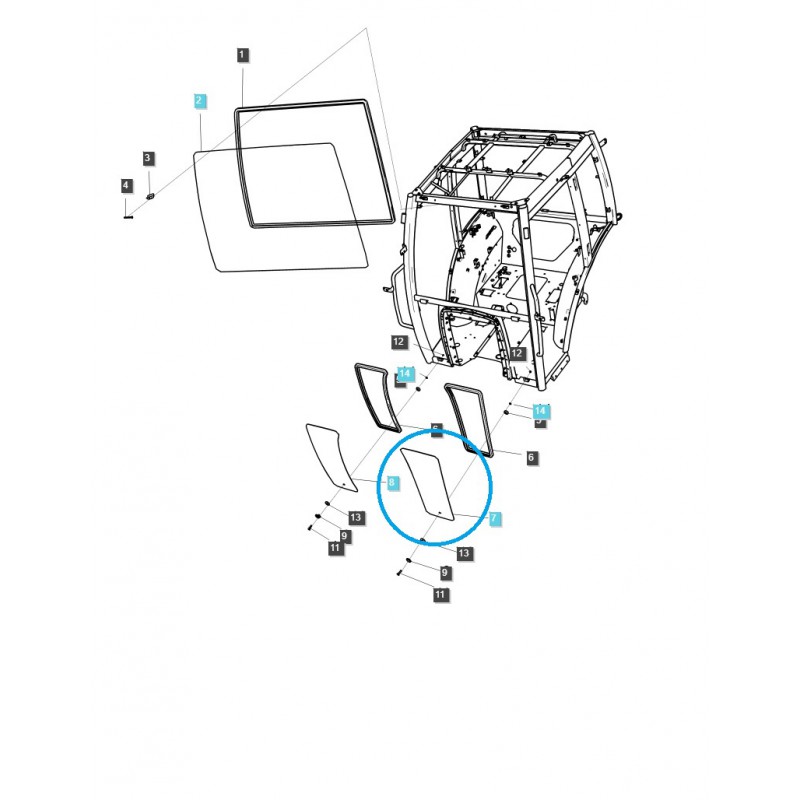 partes de carrocería - Ventana delantera izquierda de la cabina inferior / TRG863 / Tractor LS / n.º 40430049