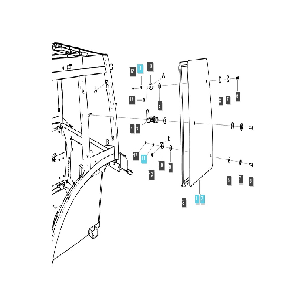 Cab side window, left / TRG863 / LS Tractor 40430023