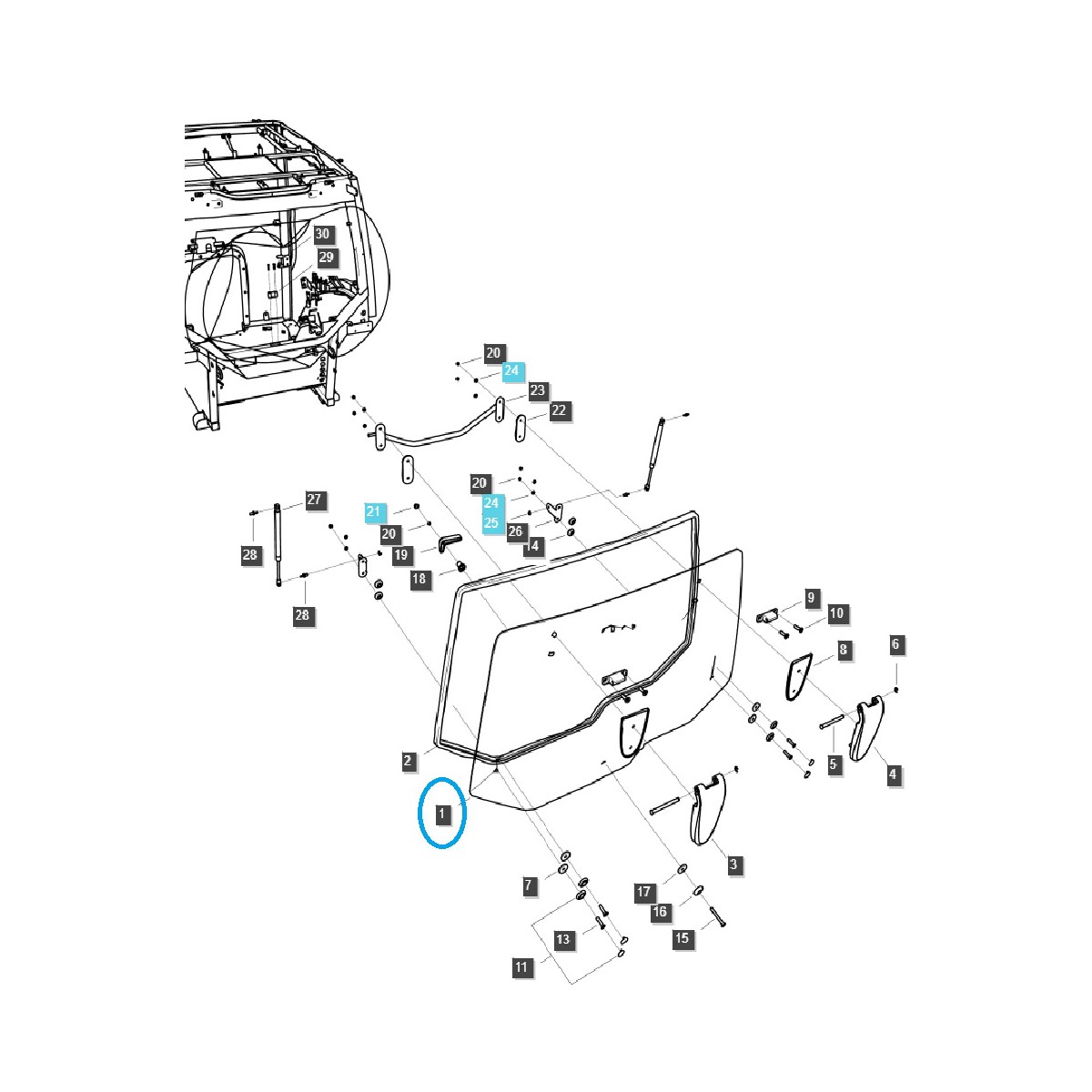 Cab rear window / TRG863 / LS Tractor 40528084