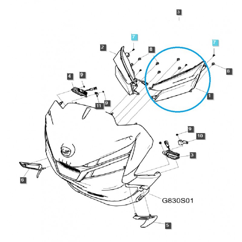 les lampes - Feu avant / gauche / TRG760 / LS MT7.84 / MT7.94 / MT7.101 / MT7.102 / MT7.115 / XP7.101 / no.