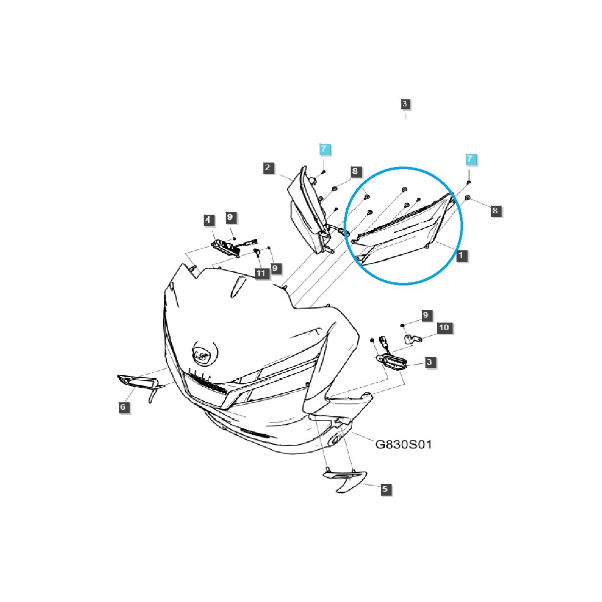 Frontleuchte / links / TRG760 / LS MT7.84 / MT7.94 / MT7.101 / MT7.102 / MT7.115 / XP7.101 / Nr. 40402711