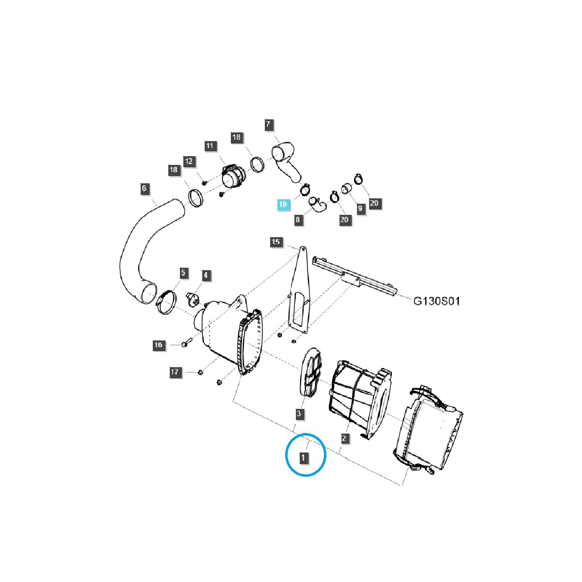 copy of Luftfilter 40049450 mit Gehäuse LS Traktor TRG190 / XJ25 / 40007597