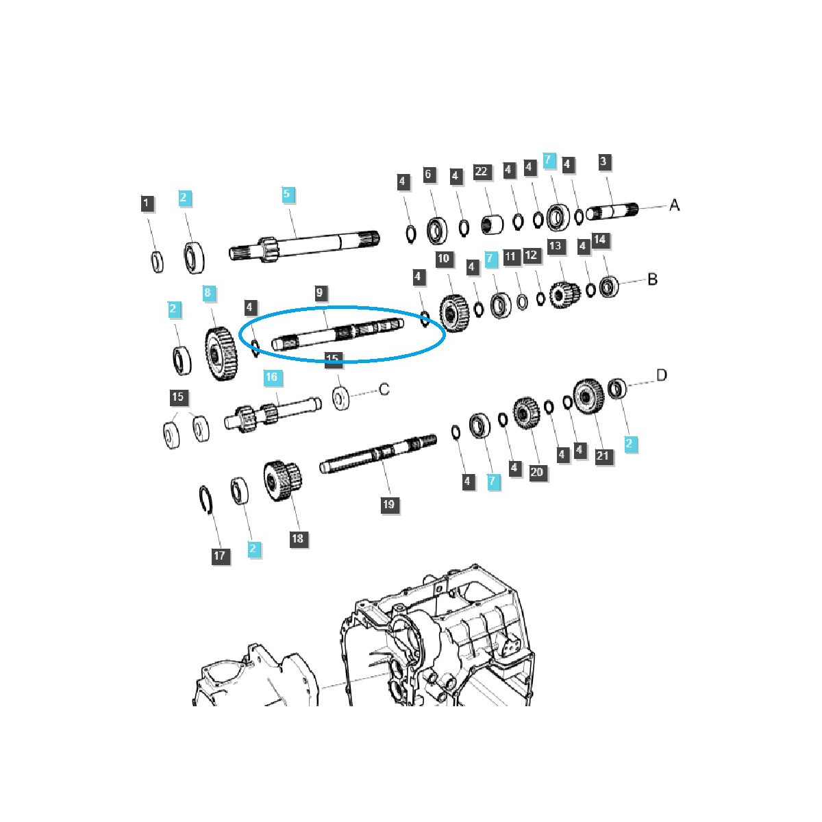 Eje de caja de cambios / TRG281 / LS Tractor / 40292091