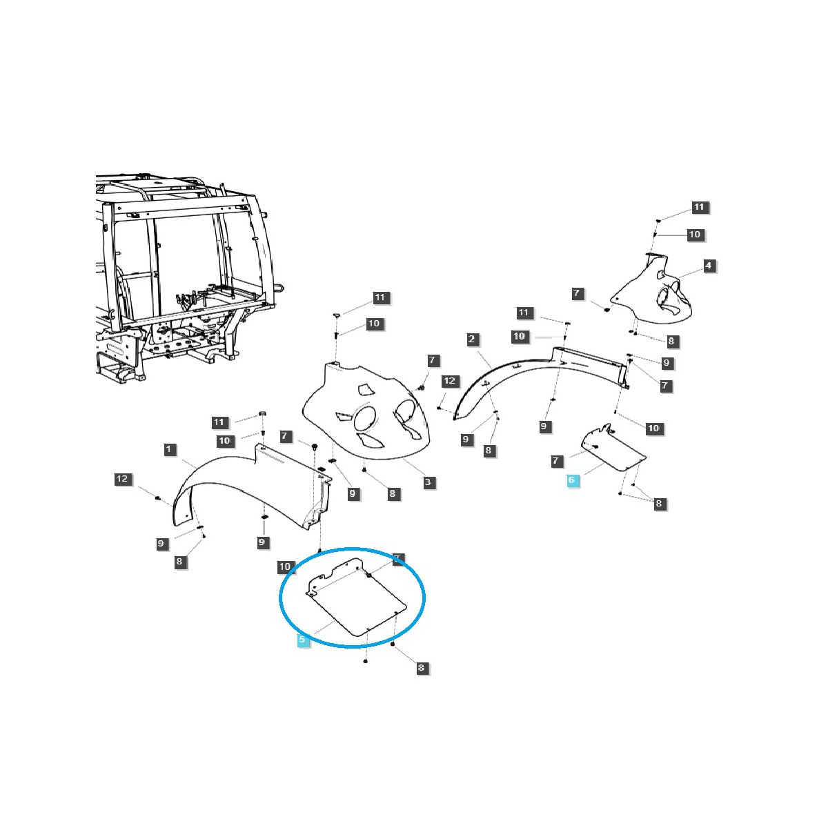 Mudguard / left / TRG861 / LS Tractor / no. 40326049