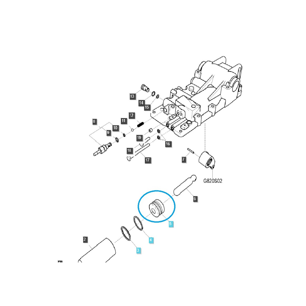 Pistón de cilindro, elevador / Ø 80 mm / Tractor LS / TRG826 / n.º 40009770