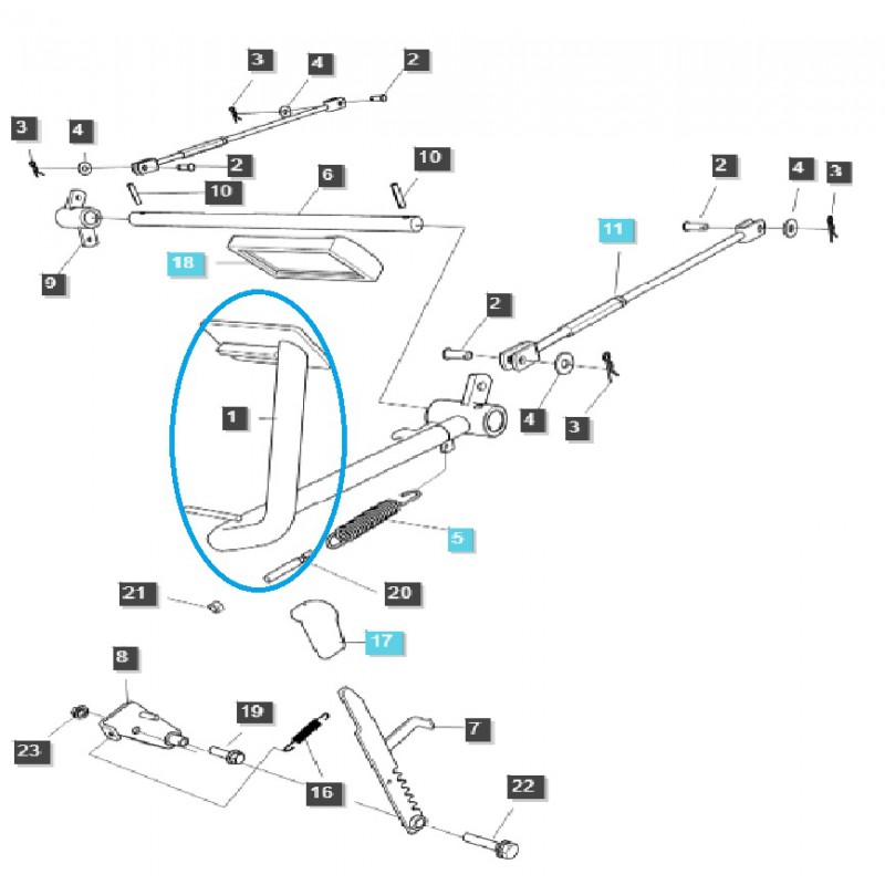 pedales de freno - Pedal de freno / Derecho / TRG670 / Tractor LS / N.° 40194861