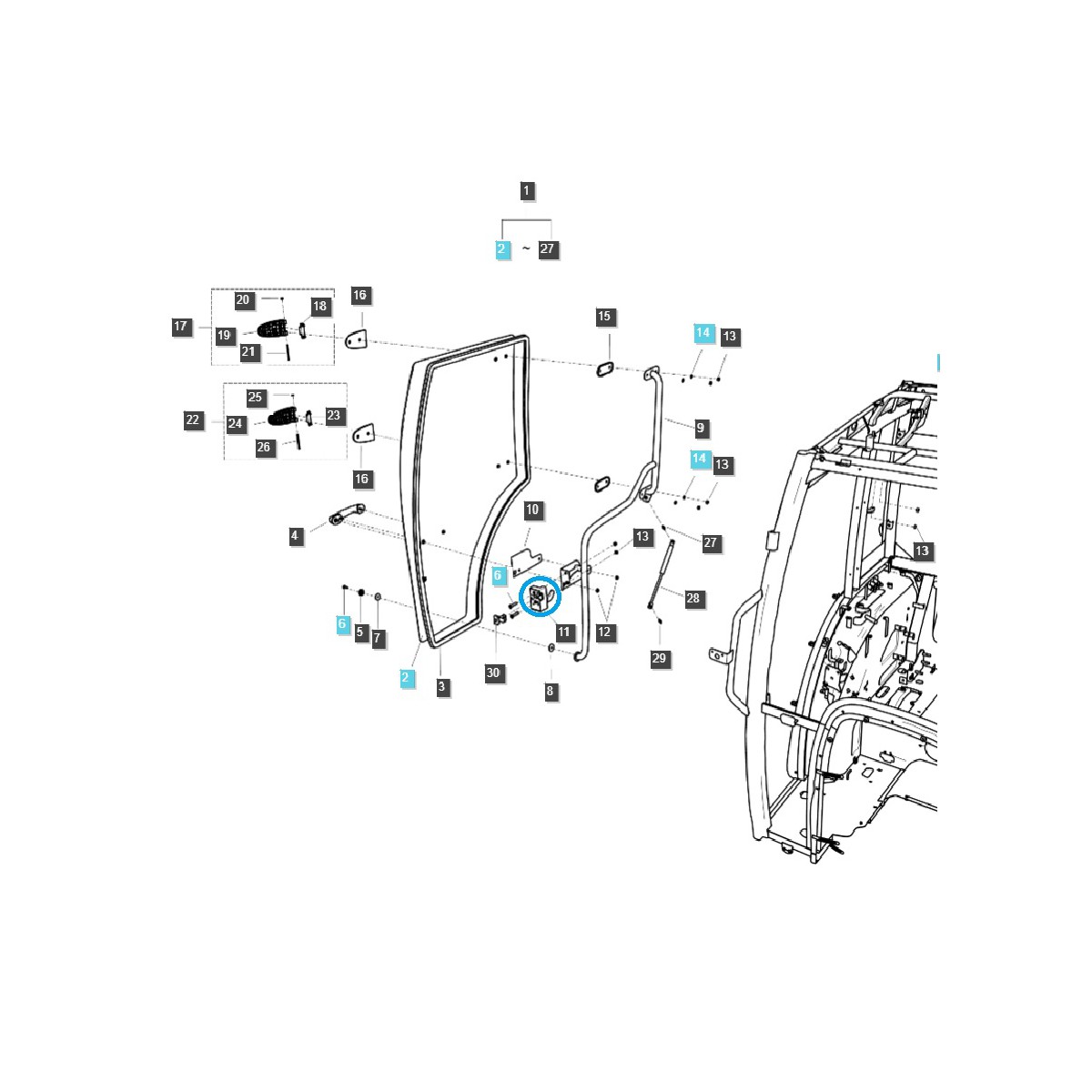 Rechtes Fahrerhaustürschloss / G862 / LS-Traktor / 40248080