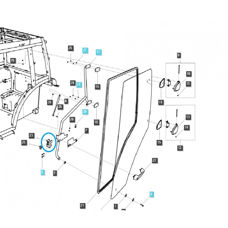 diely pre ls - Zámok ľavých dverí kabíny / G862 / LS Traktor / č. 40248079