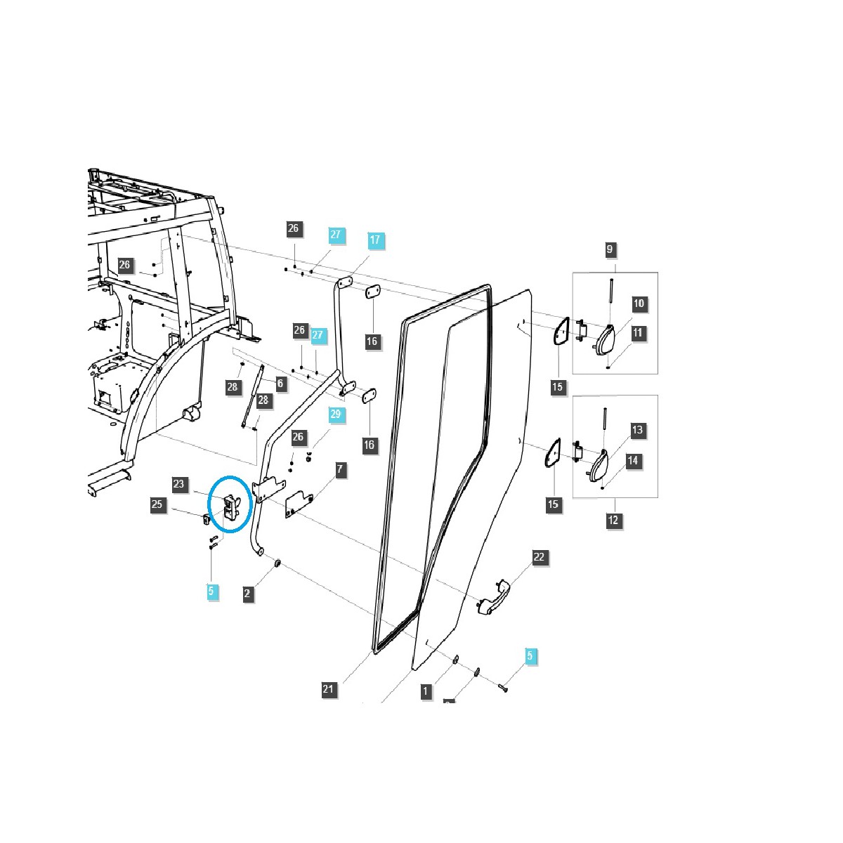 Levý zámek dveří kabiny / G862 / Traktor LS / č. 40248079
