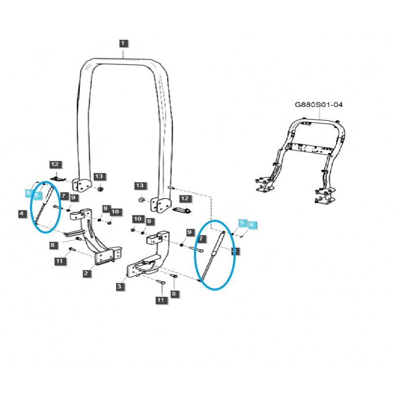 pièces pour ls - Vérin à gaz / TRG880 / Tracteur LS / n° 40429795