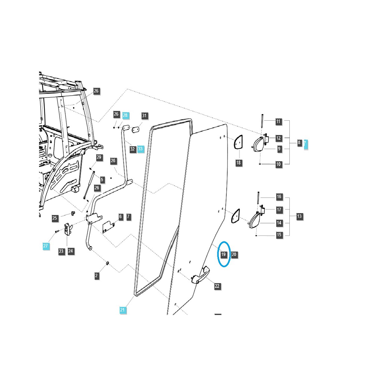 Left door glass / TRG862 / LS Tractor 40030757