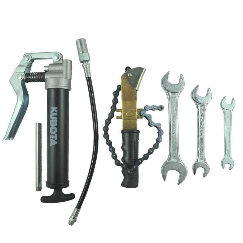 atrapy - Sada klíčů + mazací pistole + klíč k filtru / Kubota