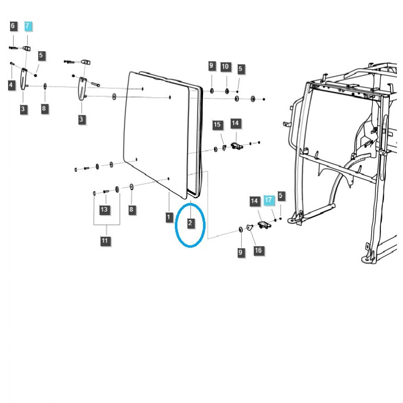 pièces pour ls - Joint de pare-brise / vitre avant / TRG863 / Tracteur LS / 40383347