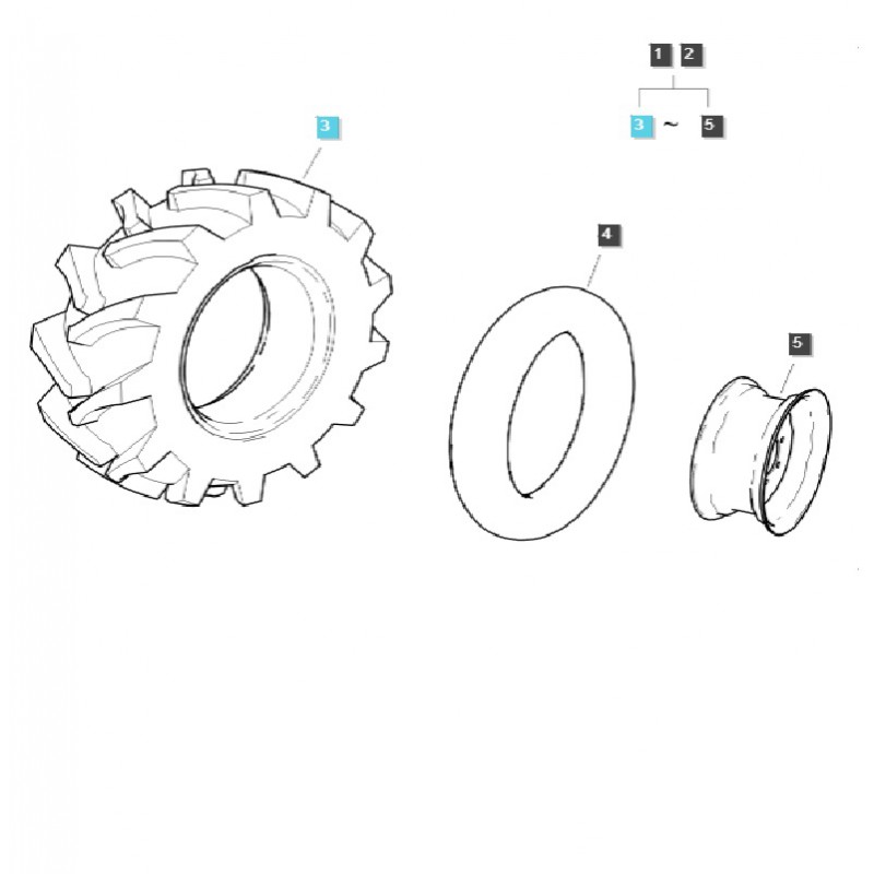 parts for ls - Complete wheel 6 12/R XJ / G490 LS Tractor / 40450672