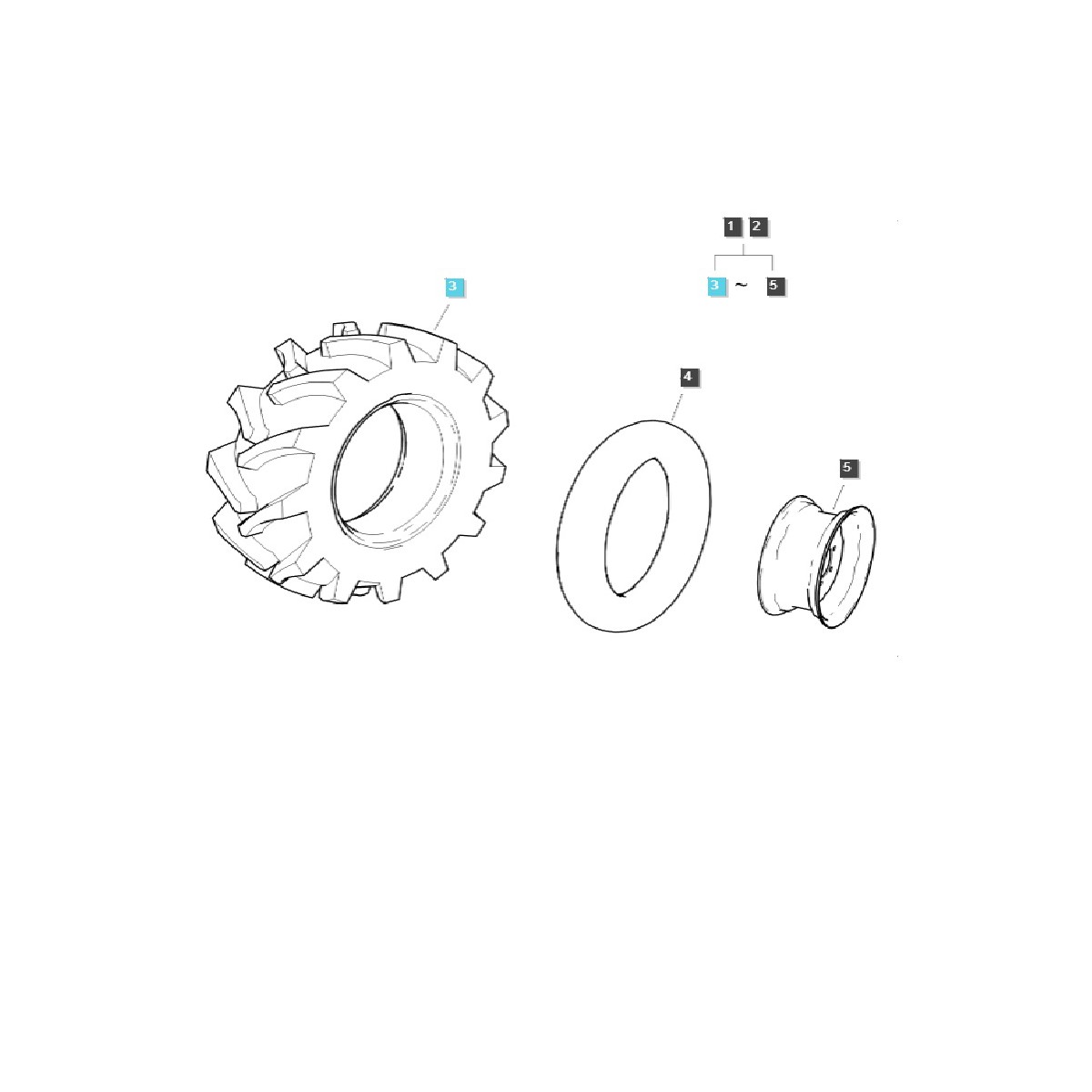 Complete wheel 6 12/R XJ / G490 LS Tractor / 40450672