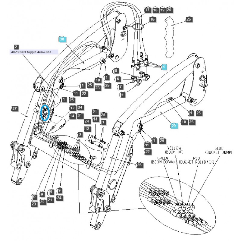 diely pre ls - Adaptér, redukcia hydraulickej hadice, traktor TSBH / LS / 40230963