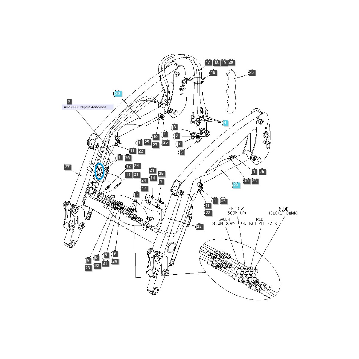 pièces pour ls - Adaptateur, réduction de flexible hydraulique, TSBH / Tracteur LS / 40230963