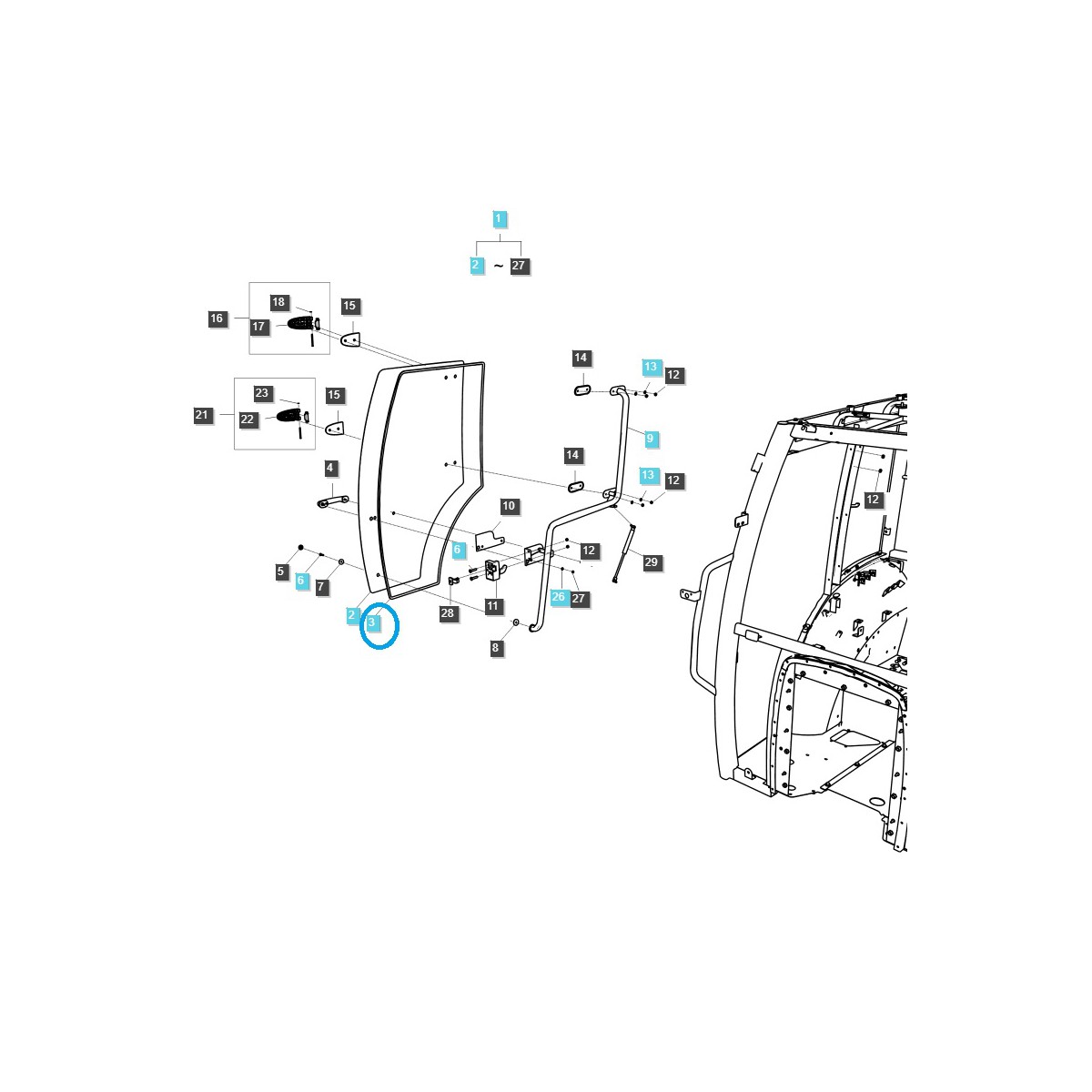 Cab door seal / TRG862 / LS Tractor / 40032818