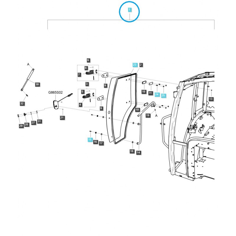 parts for ls - Cabin door / right / G862 / LS MT7.84 / MT7.94 / LS Tractor / no. 40432188