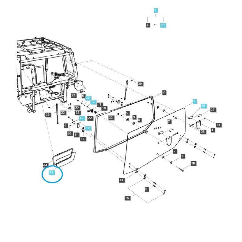 časti karosérie auta - Spodné sklo / zadná časť kabíny / TRG863 / LS Traktor / č