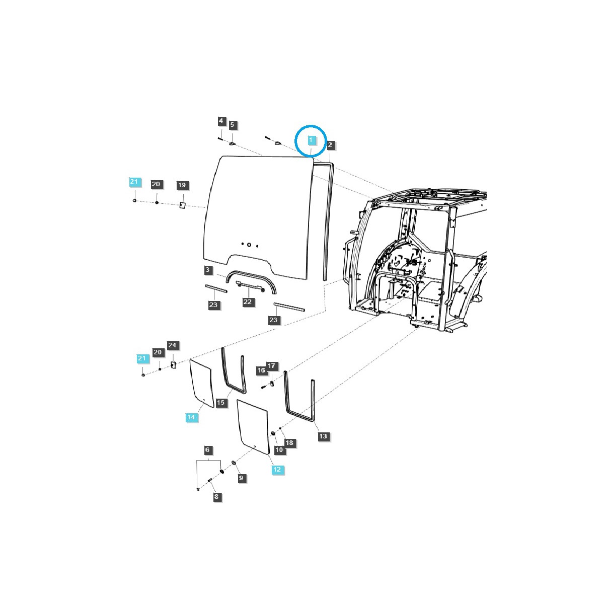 Cab front window / TRG863 / LS Tractor / 40362645