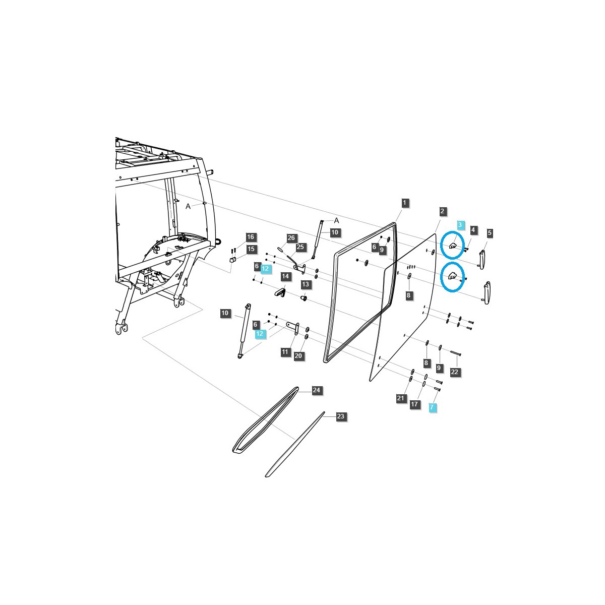 Fensterscharniermontage / TRG862 / LS Traktor 40346836