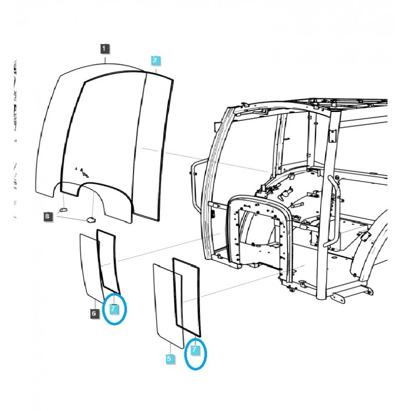 piezas para ls - Junta inferior de la ventana delantera TRG863 / Tractor LS / 40535392