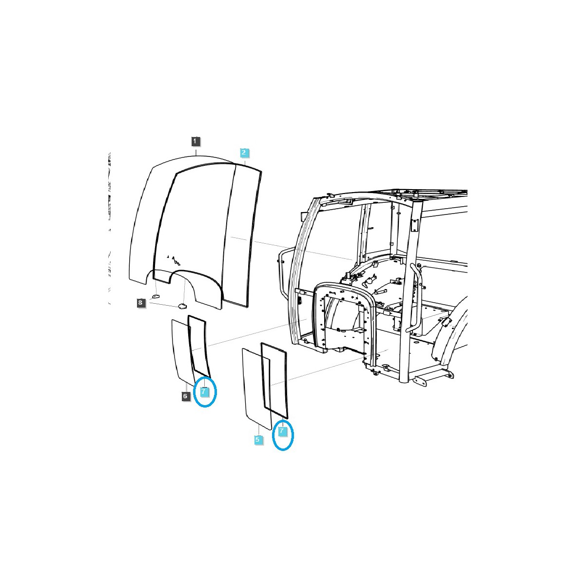 Frontfensterdichtung unten TRG863 / LS Traktor / 40535392